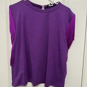 NWT Purple Fringe Top Size L